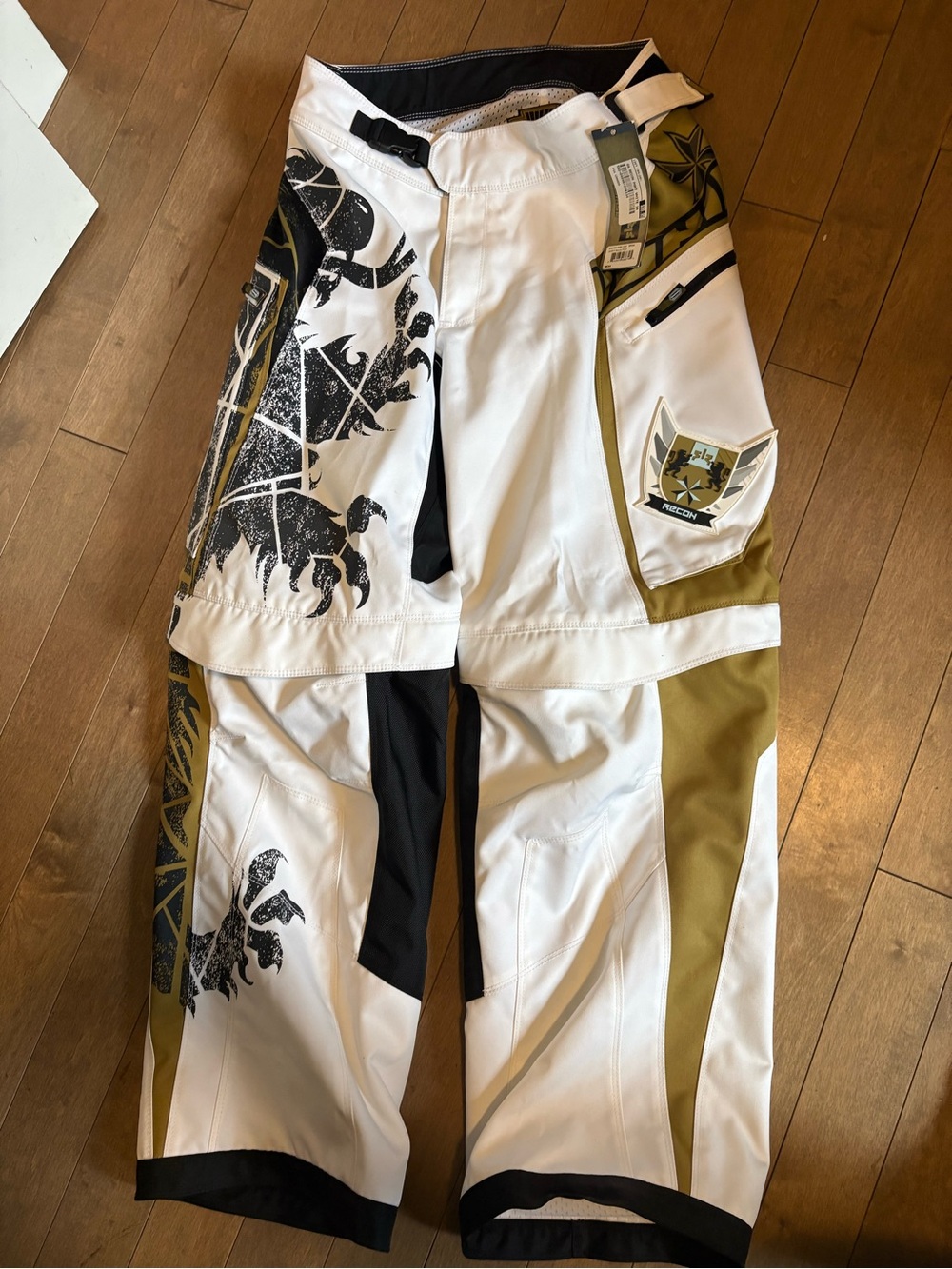 Men's White and Gold Shift Recon motocross pants 34” waists